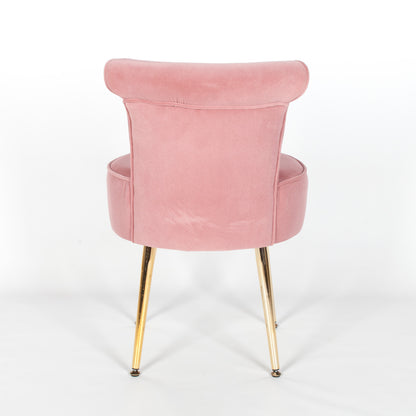 Pink Velvet Bedroom Chair with Gold Legs - AV101