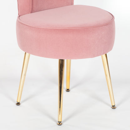 Pink Velvet Bedroom Chair with Gold Legs - AV101