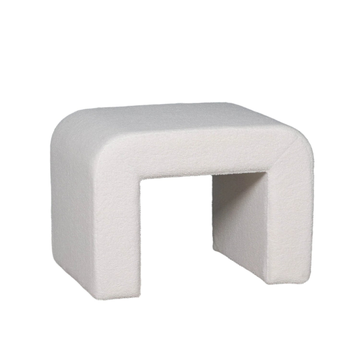 Boucle Arched Floor Stool in White - AV344 - White Bear Furnishings