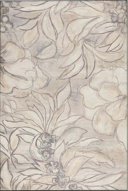 Decorative rug with floral pattern in neutral tones