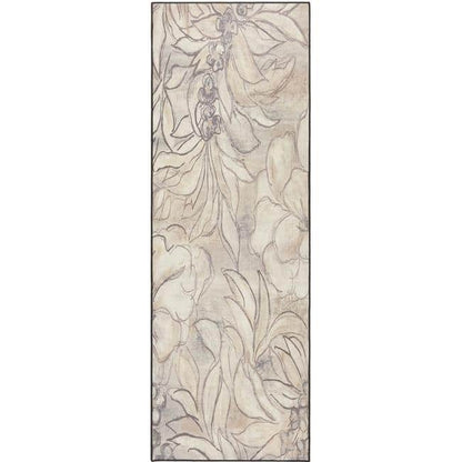 Eco-Washable Cream Rug Floral Design Non-Slip