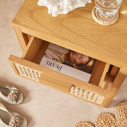 Fishe & Lilly Bali Rattan Bedside Table with 1 Drawer