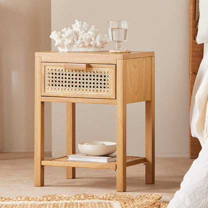 Fishe & Lilly Bali Rattan Bedside Table with 1 Drawer