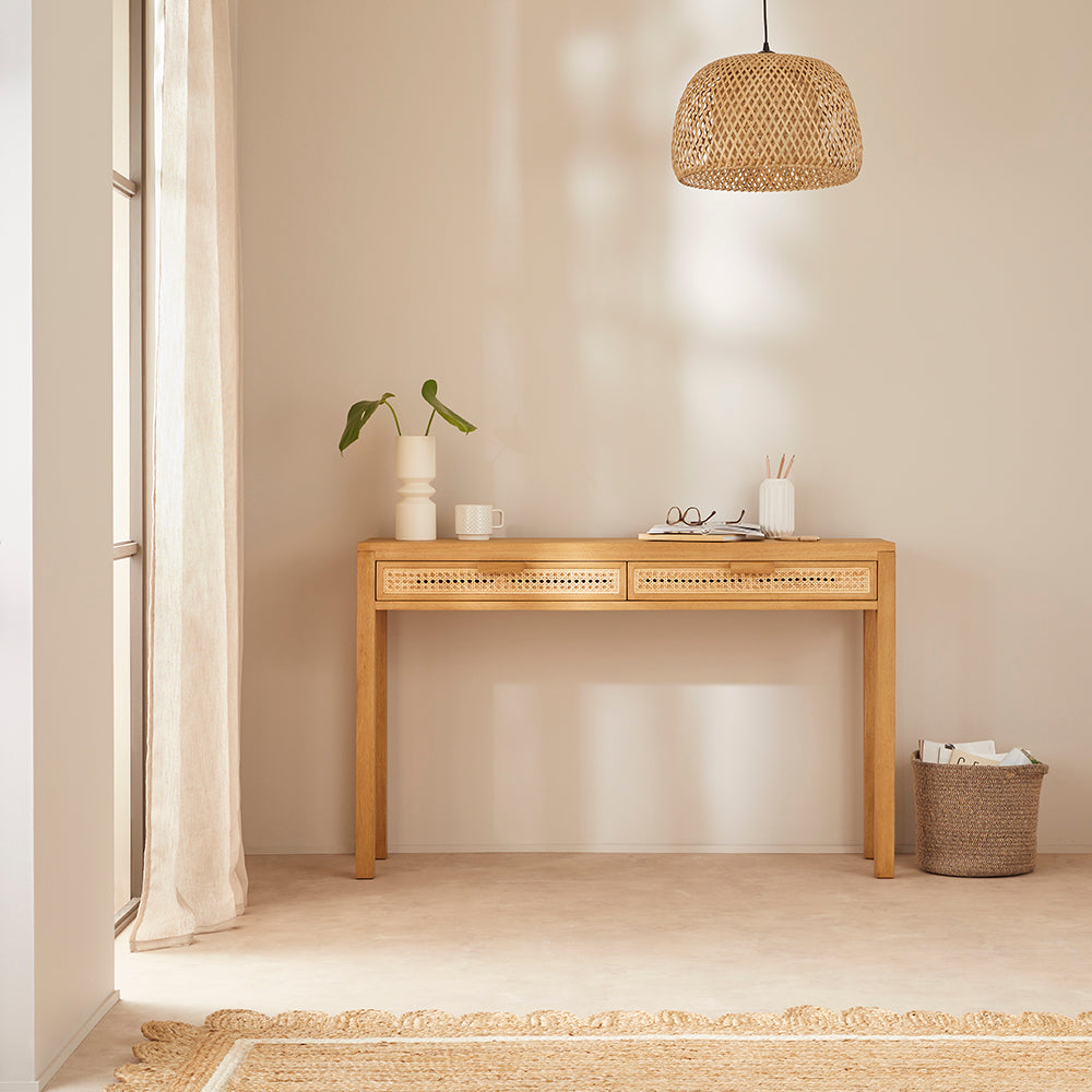 Fishe & Lilly Bali Rattan Dressing Table with 2 Drawers