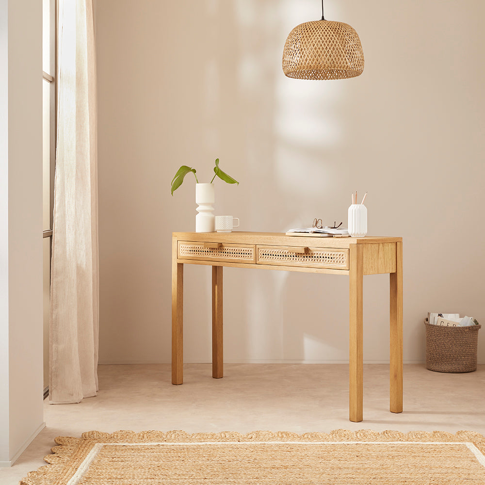 Fishe & Lilly Bali Rattan Dressing Table with 2 Drawers