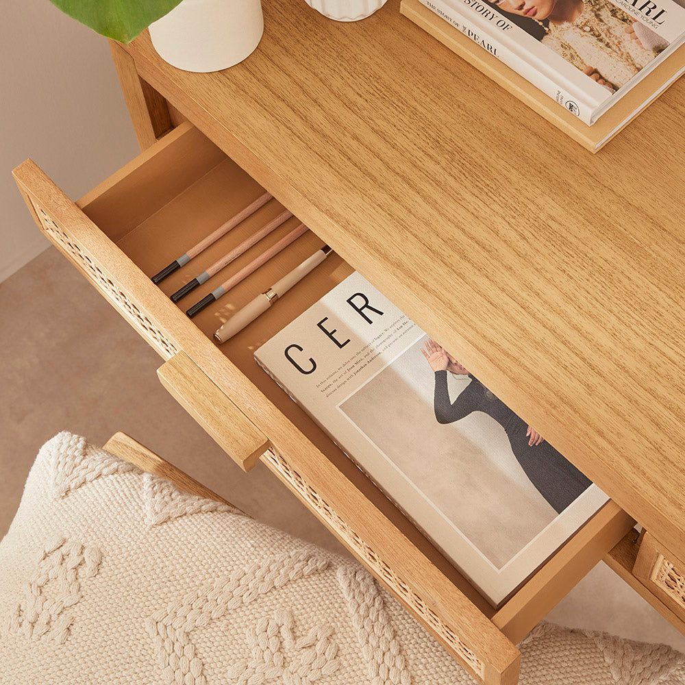 Fishe & Lilly Bali Rattan Dressing Table with 2 Drawers