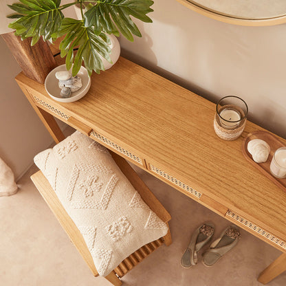 Fishe & Lilly Bali Rattan Dressing Table with 2 Drawers
