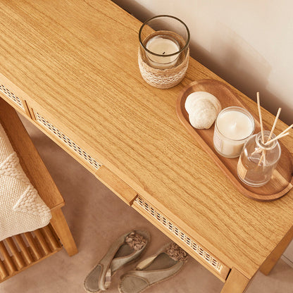 Fishe & Lilly Bali Rattan Dressing Table with 2 Drawers