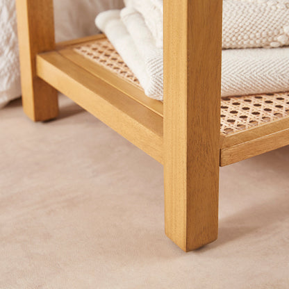 Fishe & Lilly Bali Rattan Bench with Storage Shelf