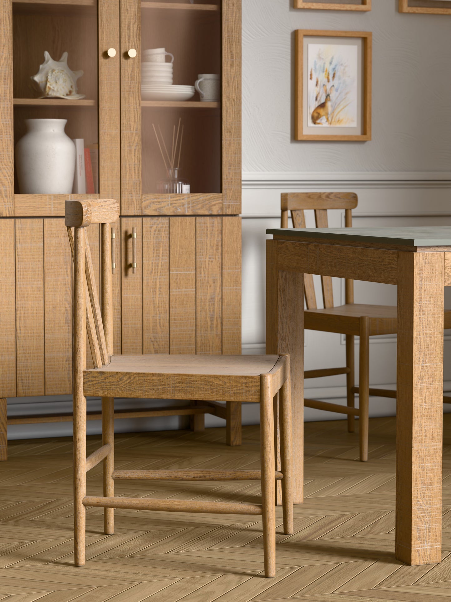 Laura Ashley Braystone Pair of Oak Dining Chairs - 3251002 - White Bear Furnishings
