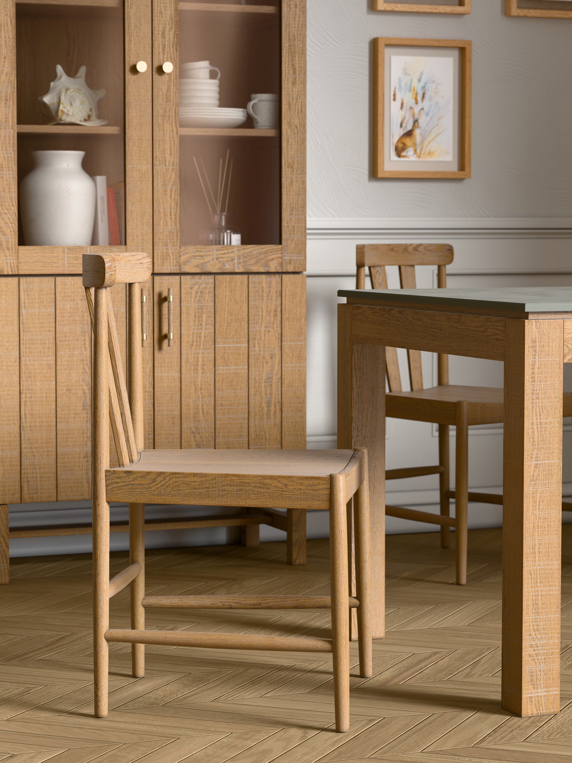 Laura Ashley Braystone Pair of Oak Dining Chairs - 3251002 - White Bear Furnishings