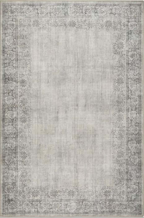 Gray and white patterned rug