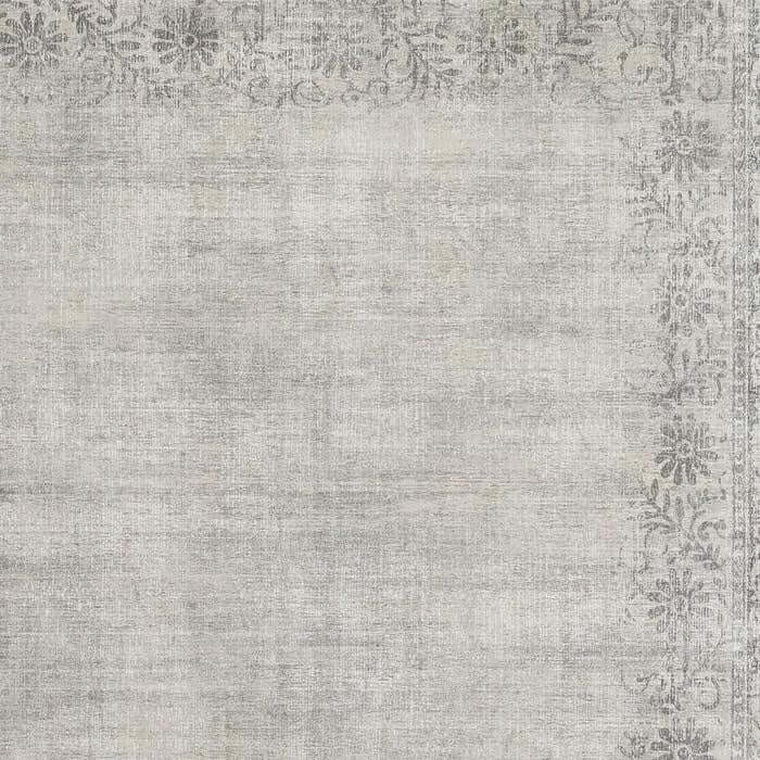 Eco-Washable Grey Rug Bordered Design Non-Slip
