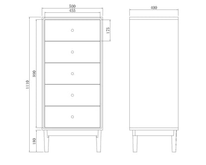 Fishe & Lilly Wright Walnut Tallboy Chest of 5 Drawers