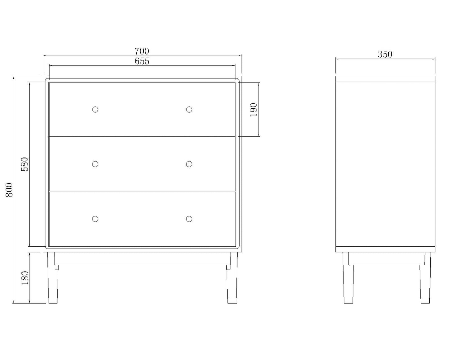 Fishe & Lilly Wright Oak Chest of 3 Drawers
