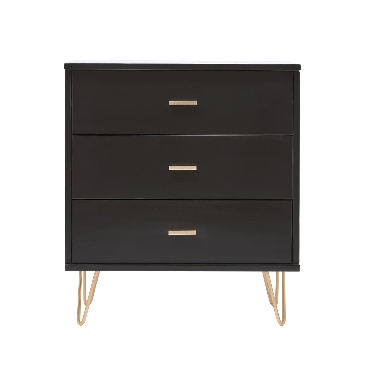 Fishe & Lilly Monroe Solid Wood Black Chest of 3 Drawers