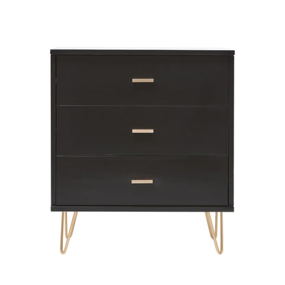 Fishe & Lilly Monroe Solid Wood Black Chest of 3 Drawers
