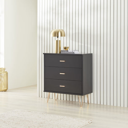 Fishe & Lilly Monroe Solid Wood Black Chest of 3 Drawers