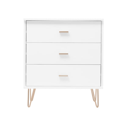 Fishe & Lilly Monroe Solid Wood White Chest of 3 Drawers