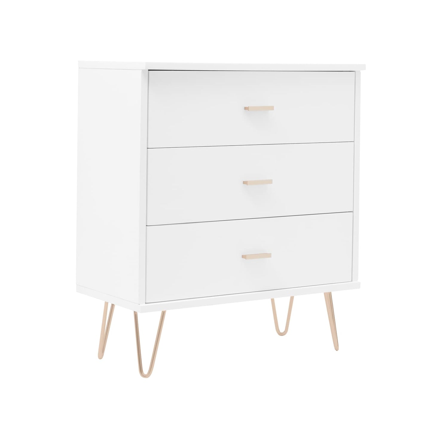 Fishe & Lilly Monroe Solid Wood White Chest of 3 Drawers