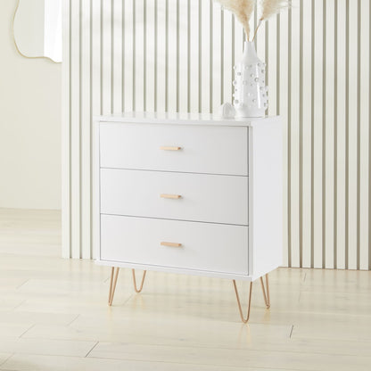 Fishe & Lilly Monroe Solid Wood White Chest of 3 Drawers