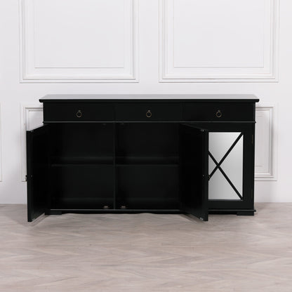 Maison Reproductions Black Oriental Sideboard with Mirrored Doors