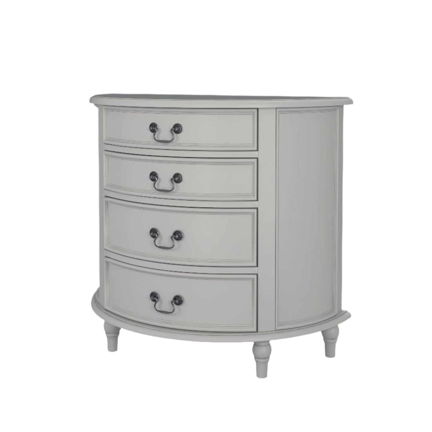 Laura Ashley Dove Grey 4 Drawer Half Moon Chest of Drawers - 3575314 - White BearA dove grey 4-drawer half moon chest of drawers with a curved front and traditional metal handles.