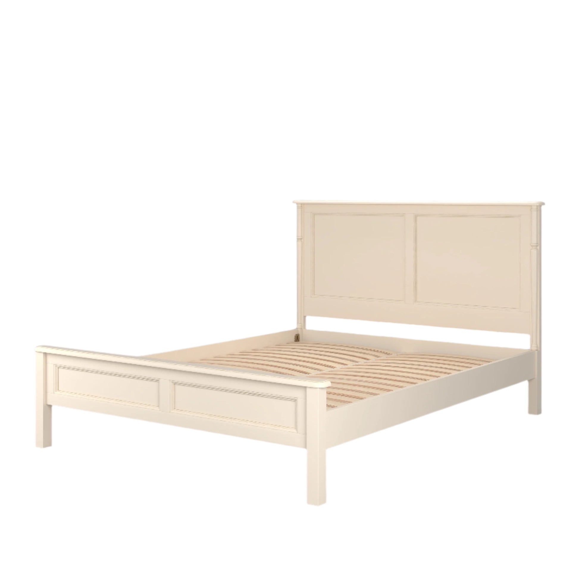 Wooden bed frame on a white background