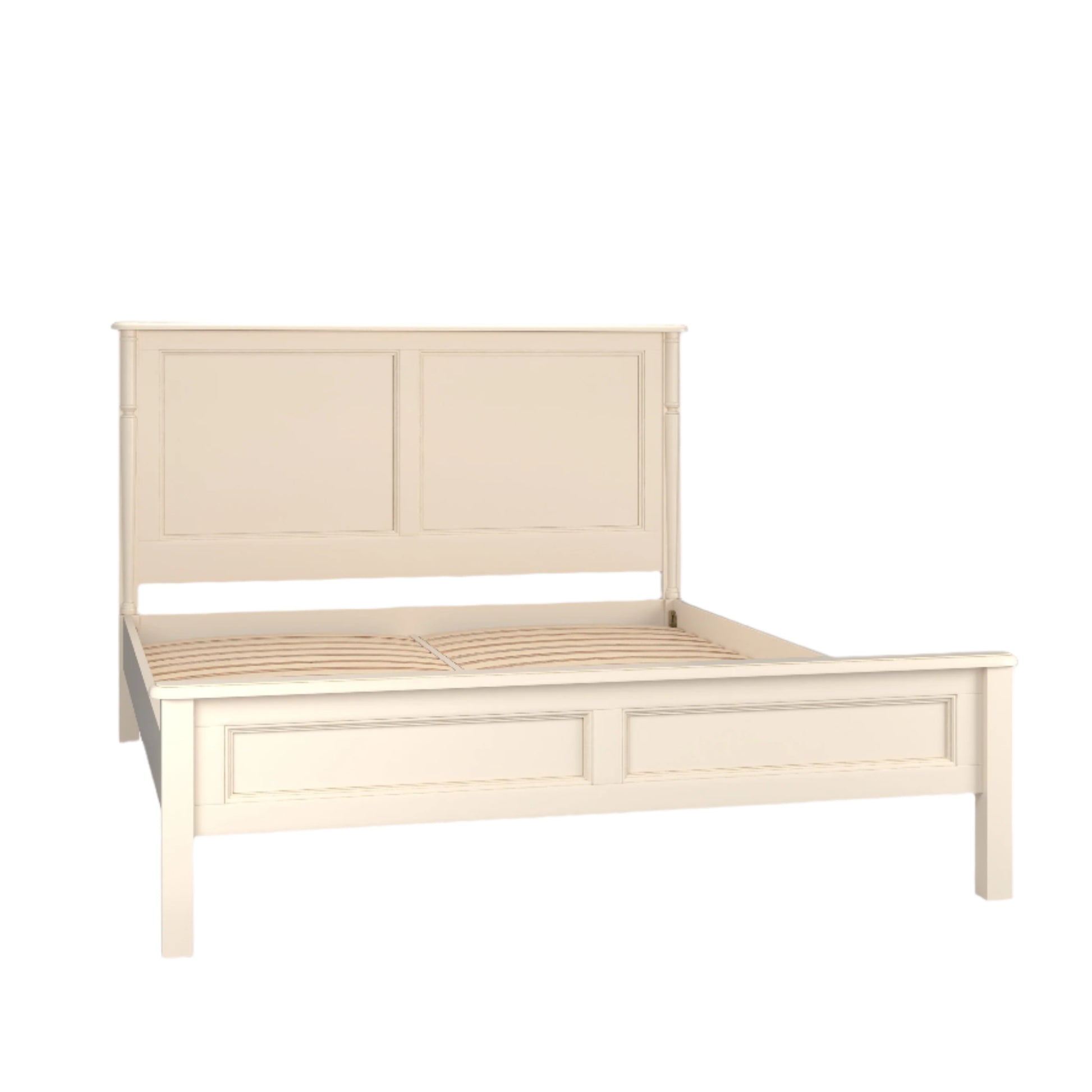Wooden bed frame on a white background