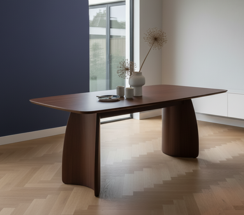 Fishe & Lilly Walnut Dining Table with Curved Legs