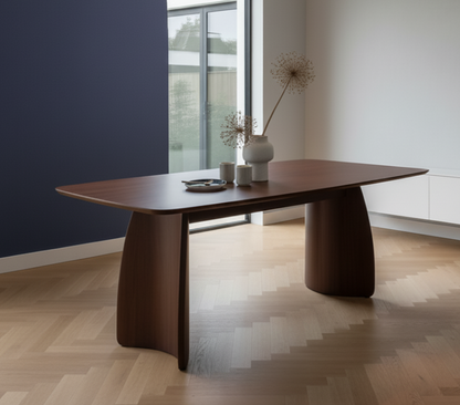 Fishe & Lilly Walnut Dining Table with Curved Legs