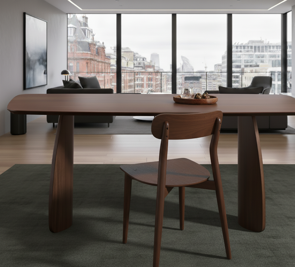 Fishe & Lilly Walnut Dining Table with Curved Legs