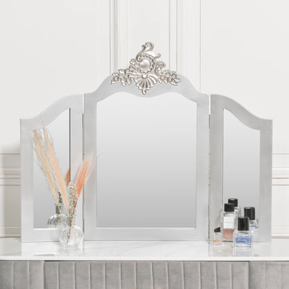 French Antique Silver Vanity Mirror - FWF741