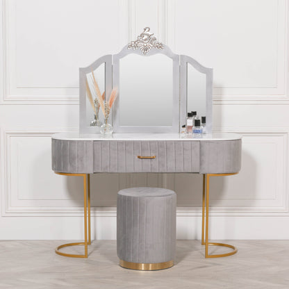 French Antique Silver Vanity Mirror - FWF741