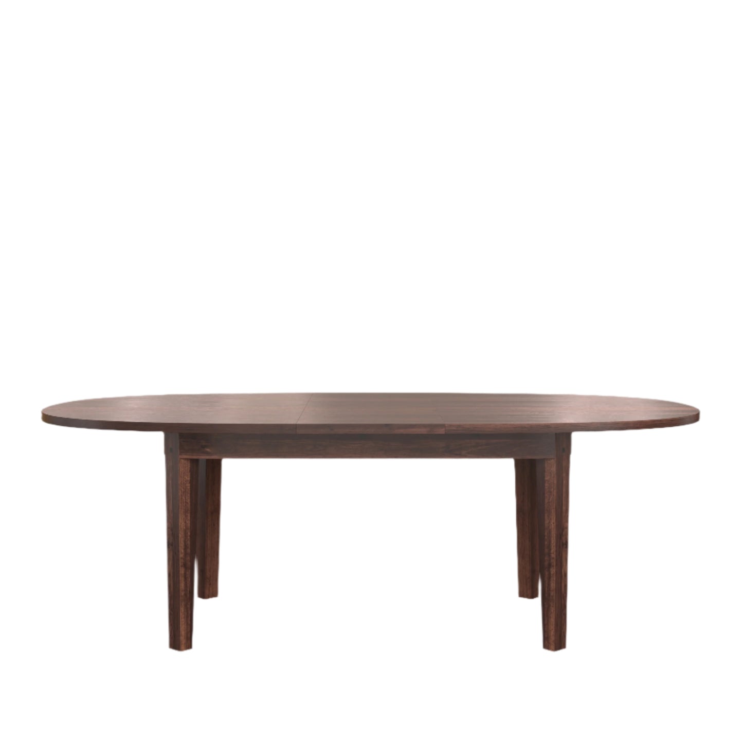 dark brown oval extending dining table fully extended