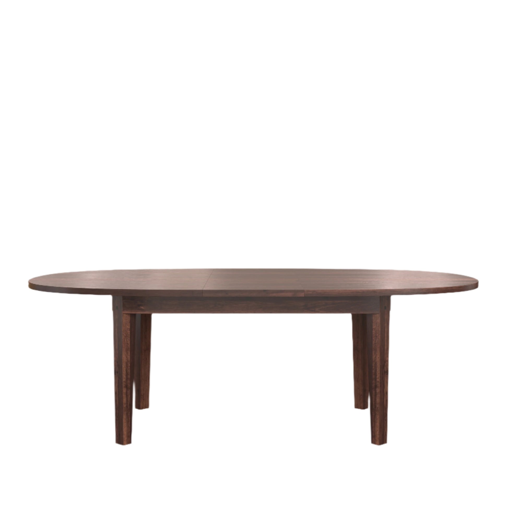 dark brown oval extending dining table fully extended