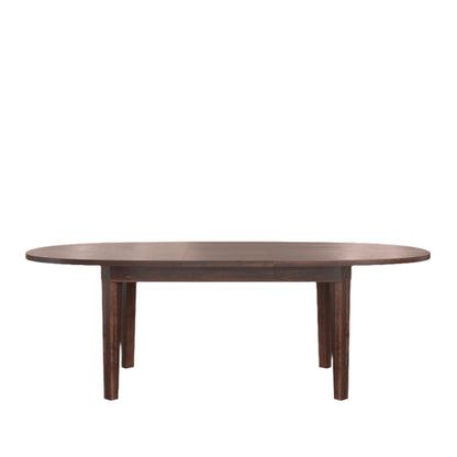 dark brown oval extending dining table fully extended