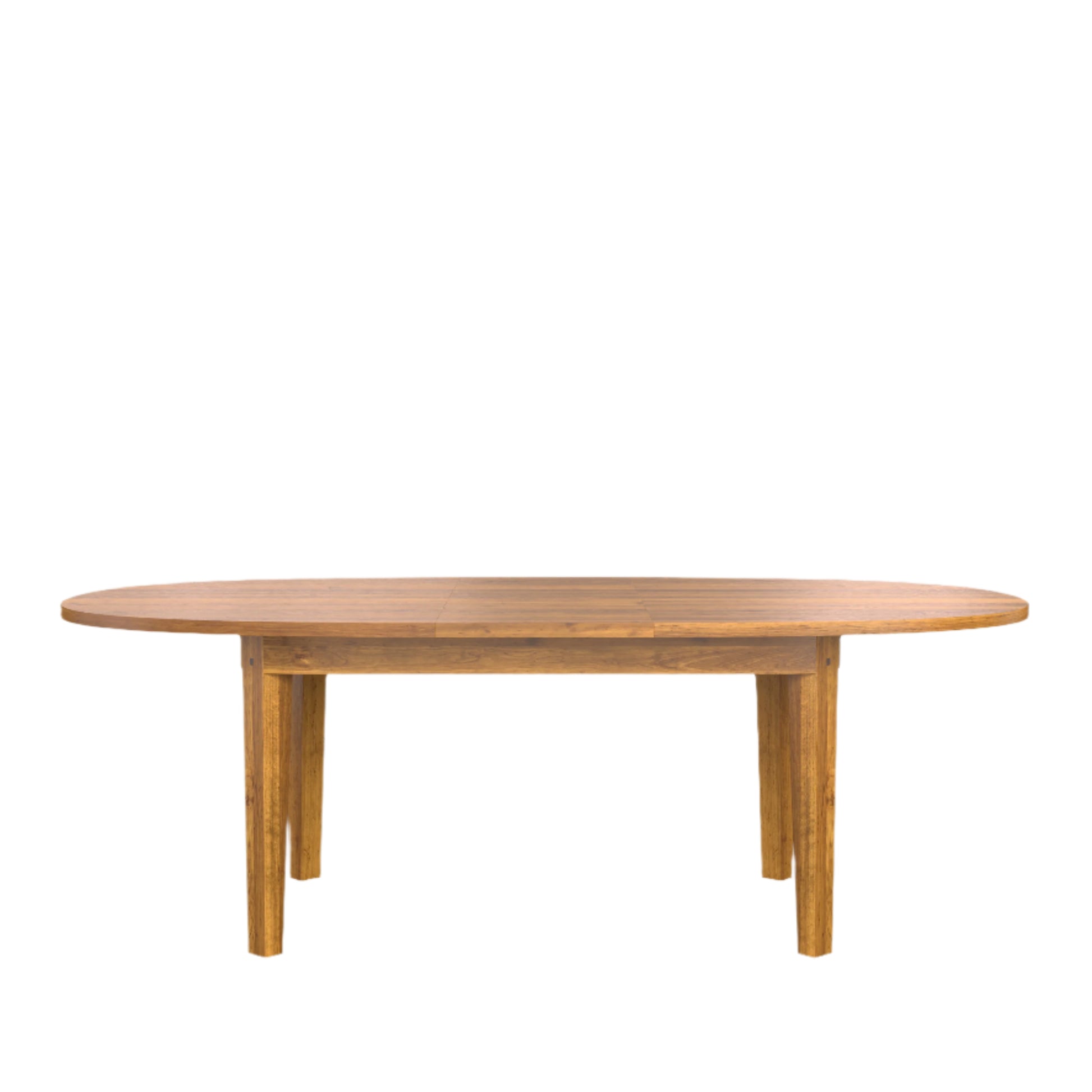 Wooden oval extending table on a white background