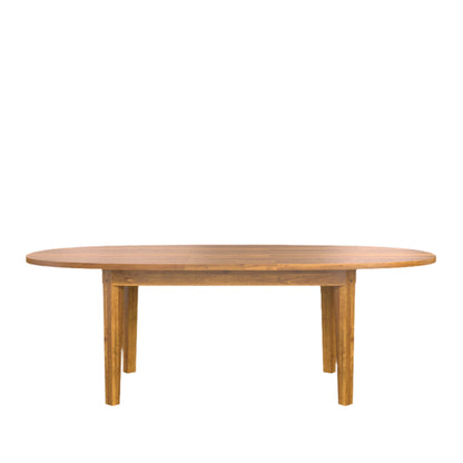 Wooden oval extending table on a white background