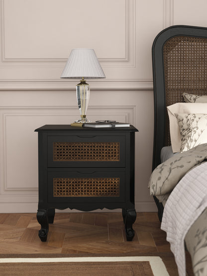 Laura Ashley Montpellier 2 Drawer Bedside Chest in Black, Walnut or Ivory