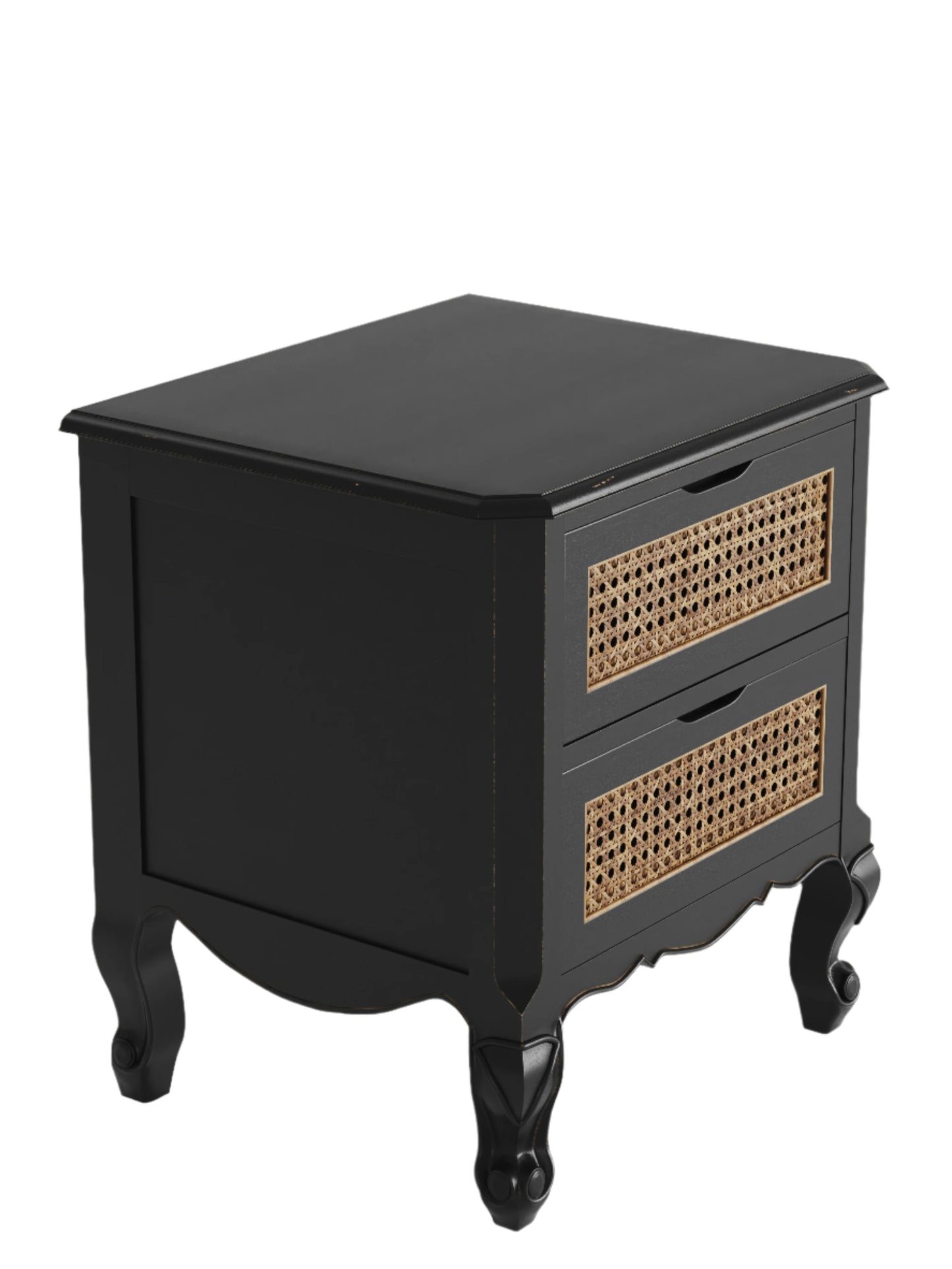 Laura Ashley Montpellier 2 Drawer Bedside Chest in Black, Walnut or Ivory
