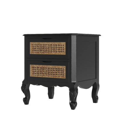 Laura Ashley Montpellier 2 Drawer Bedside Chest in Black, Walnut or Ivory