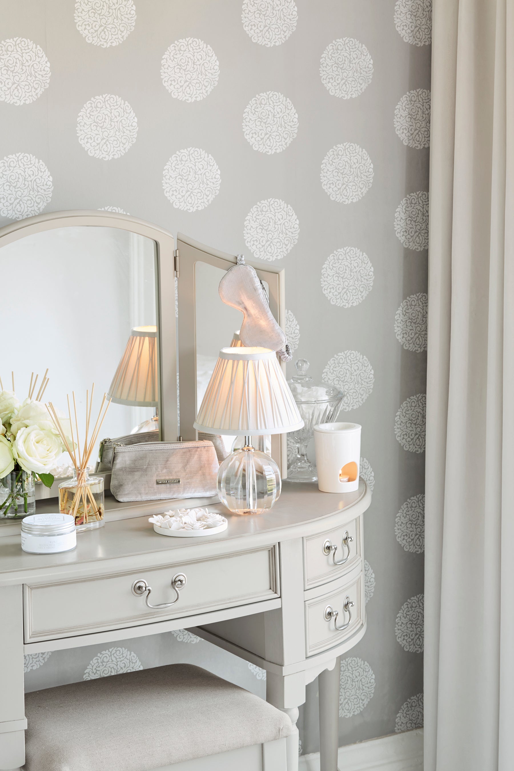 Laura Ashley Clifton Dressing Table Mirror in Dove Grey - 3578145 - White Bear Furnishings