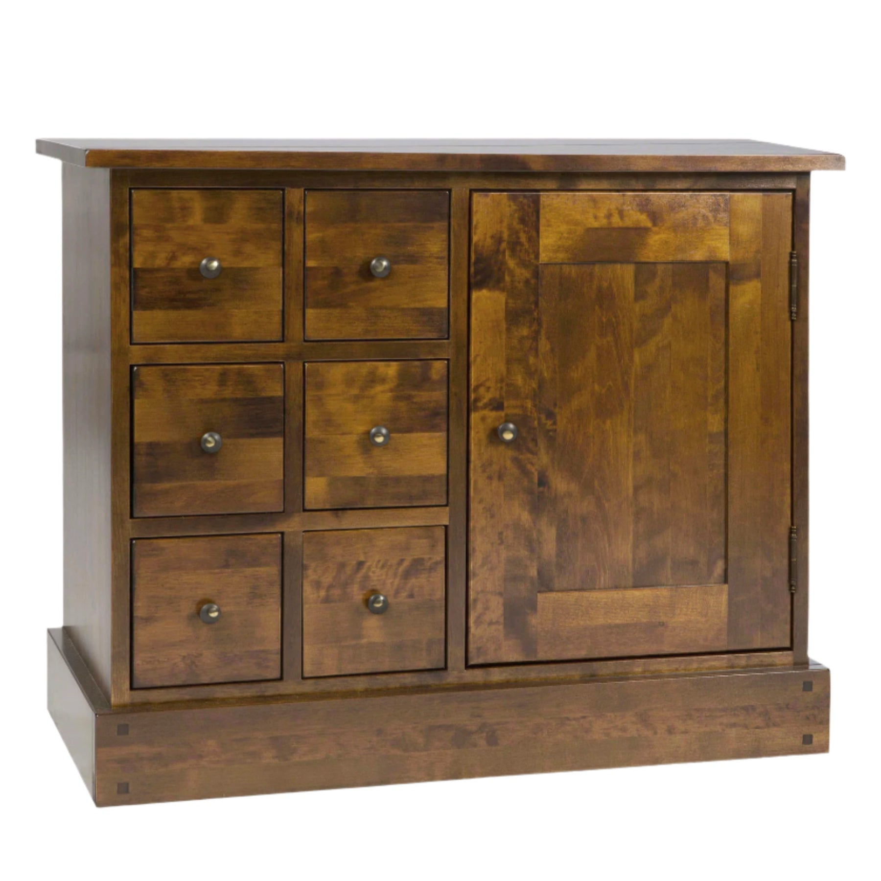 A Laura Ashley Garrat sideboard in dark chestnut colour, featuring one door and six drawers with knobs.