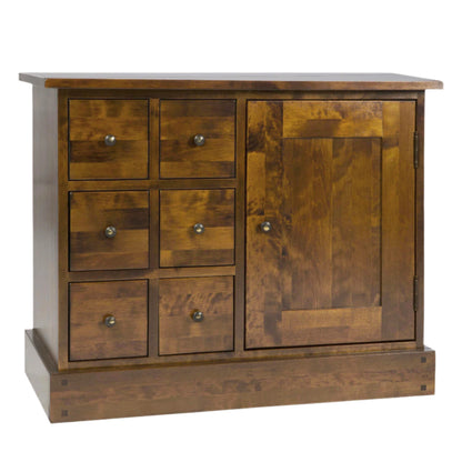 A Laura Ashley Garrat sideboard in dark chestnut colour, featuring one door and six drawers with knobs.