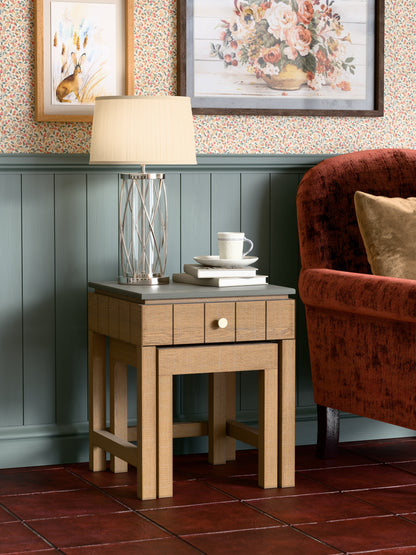 Laura Ashley Braystone Washed Oak 1 Drawer Nest of Tables - 3251007