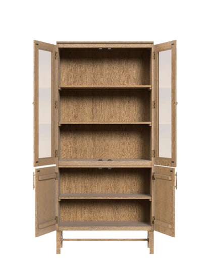 Laura Ashley Braystone Washed Oak 4 Door Glazed Cabinet - 3251005