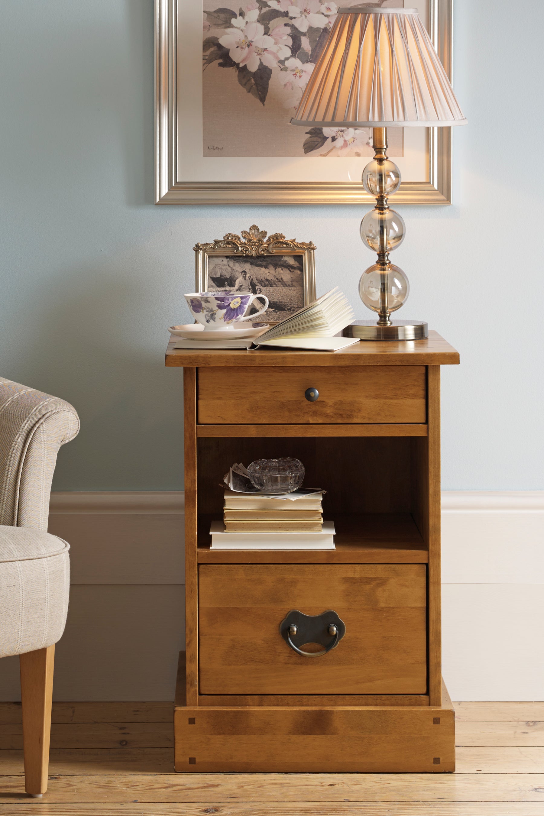 Laura Ashley Garrat 2 Drawer Side Table in Honey - 3167510 - White Bear Furnishings