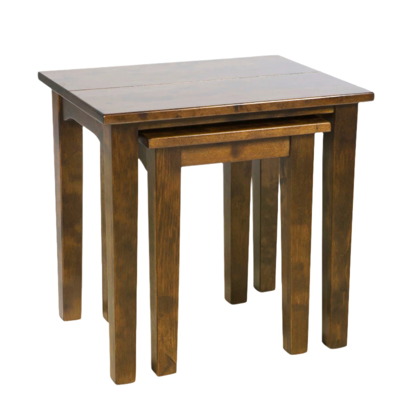 Set of two wooden tables on a white background