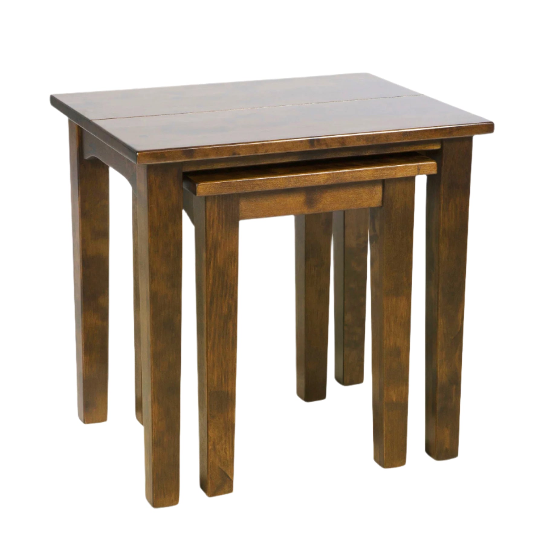 Set of two wooden tables on a white background